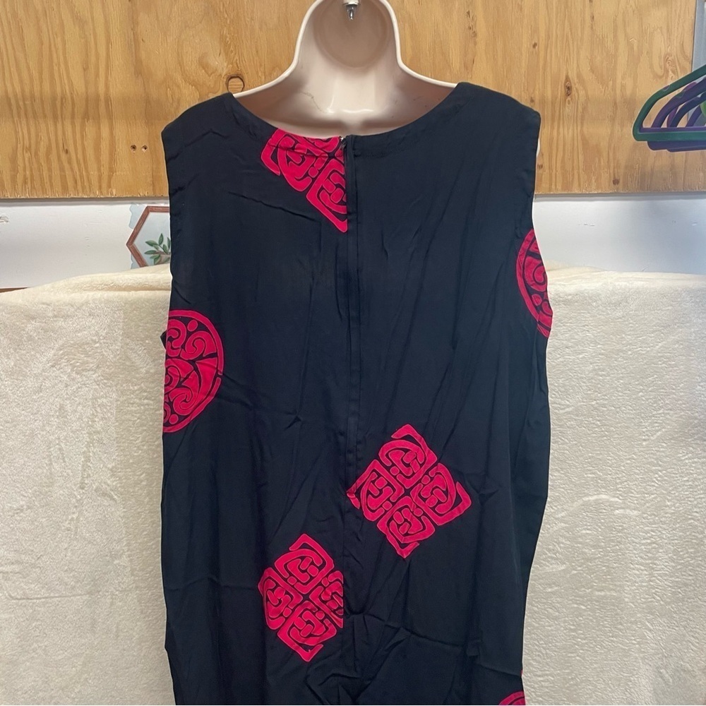 Island exposure women’s Hawaiian dress size 2x rayon black with red Celtic knot - Picture 6 of 8